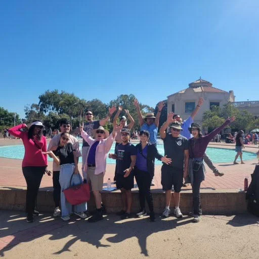San Diego Meditation Center members gathered at the Balboa Park fountain