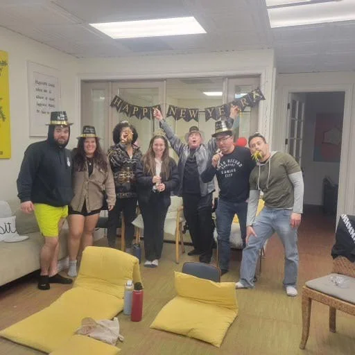 Members celebrating New Year's Eve at the San Diego Meditation Center